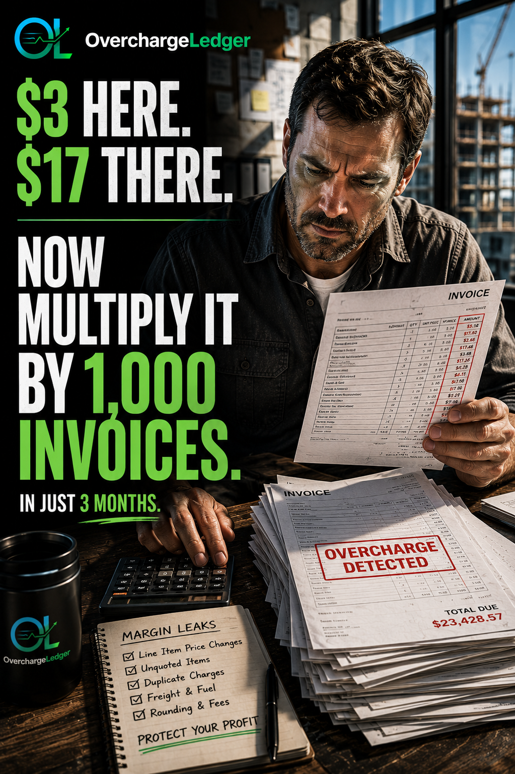 Contractor office AP team processing invoices